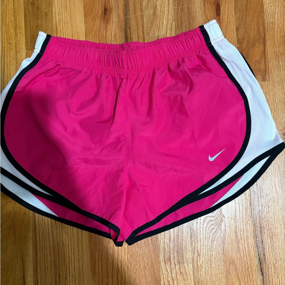 Nike Women's Hot Pink and White Athletic Shorts